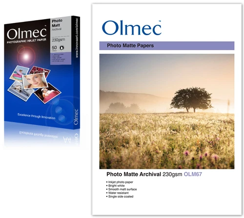 Olmec 230gsm Photo Archival Matt A2  OLM67A2 inkjet Paper (50 cut sheets)