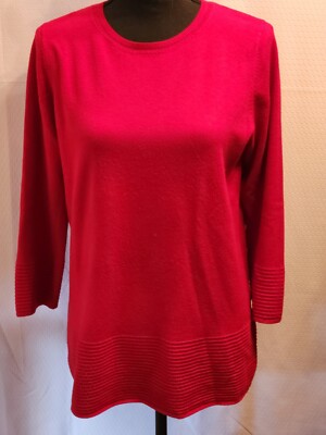 Womans Picadilly Canada Red Tunic Sweater Matching Scarf size S Accent  Ribbing