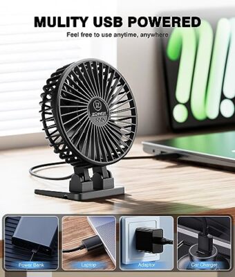USB Desk Fan, Mini Fan Portable, 3 Speeds Desktop Table Cooling