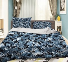 3D Camouflage Pattern Blue Black Quilt Cover Set Duvet Cover Bedding Pillowcases
