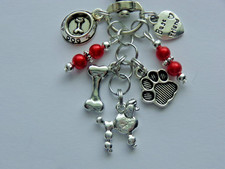 POODLE DOG BEST FRIEND PAW PRINT KEY CHAIN CLIP FOR PURSE FOB BACKPACK BAG CHARM