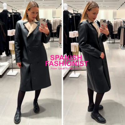ZARA WOMAN SS25 BLACK DOUBLE FACED COAT ZW COLLECTION ALL SIZES