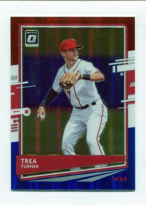 2020 Donruss Optic Red White & Blue Prizm Trea Turner #D 7/150 JERSEY NUMBER