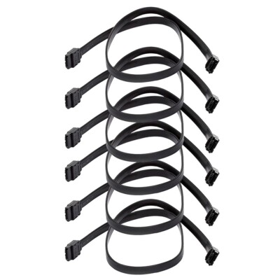 6 Pcs 24'' SATA 3.0 III SATA3 SATAiii 6 Gbps HDD Hard Drive Data Cable Cord Black