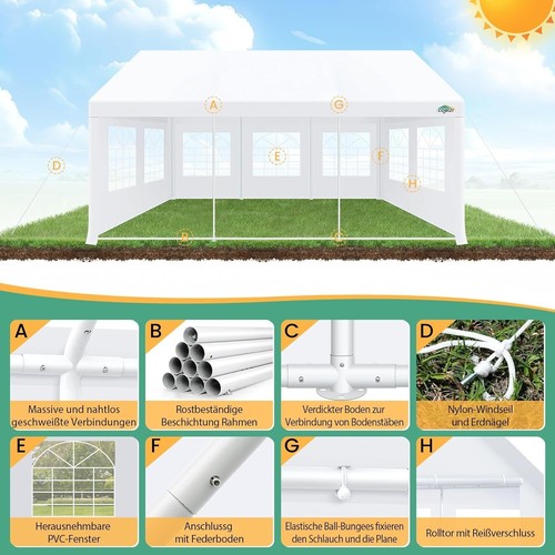 Partyzelt 3x9m - 5x10m Festzelt Pavillon Gartenzelt mit Fenstern Bierzelt weiß## - Bild 30 von 59