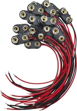 I-Type 9 Volt Battery Connectors, 20 PCS with Copper Wire Lead, Plastic Shell