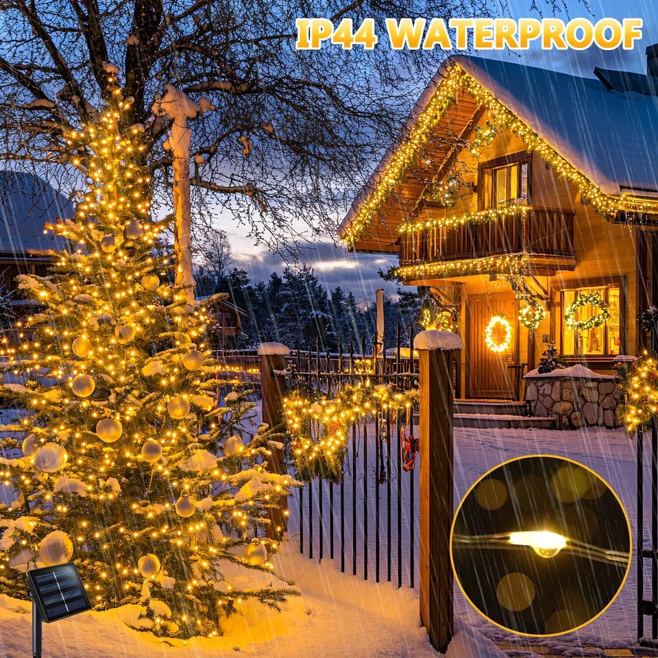 Solar LED Christmas Lights Fairy Ourdoor String Decorations Garden Party Decor - Image 4 of 4