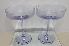 The Wine Savant Ribbed Coupe Lavender Goblet Glasses Set Of 2 New In Box