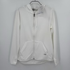 Under Armour Cold Gear Full Zip Hooded Jacket sz L Women's in White Fleece Lined