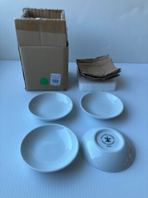 Williams Sonoma Open Kitchen Vinegar & Oil Appetizer Dipping Bowl White 4-pc Set