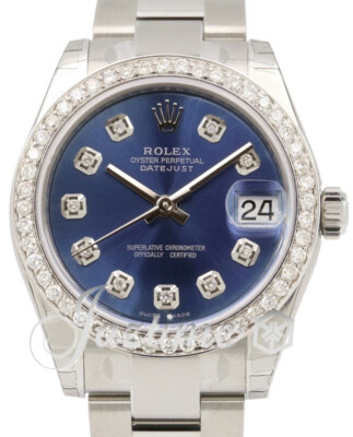 Rolex Datejust 31mm Blue Diamond Dial Steel Oyster 278240 Ladies Auto BRAND NEW