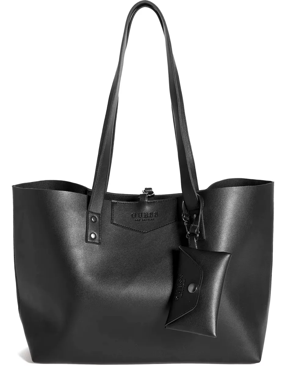 NEW GUESS Women\'s Faux Leather Large Tote Travel Bag Handbag Purse - Black  | eBay