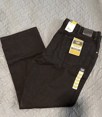 Lee Mens Big & Tall Regular Fit Straight Leg Jeans Double Black Size 46x32 NWT