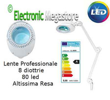 LAMPADA DA LABORATORIO A PANTOGRAFO LENTE A 8 DIOTTRIE ILLUMINAZIONE CON 80 LED