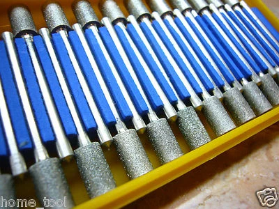 THK DIAMOND TOOLS 30 pieces Diamond coated rotary CYLINDRICAL burr 6MM burrs points grinding drum