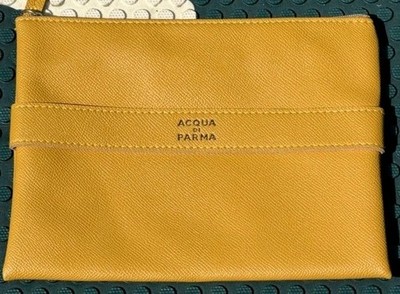 NEW Faux Leather Acqua di Parma Etihad Makeup/Toiletry Pouch/Bag, Yellow, Zipper