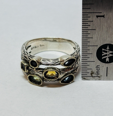 EFFY BH Sterling 925 Silver 18K Assorted Gemstone Cocktail Ring Sz