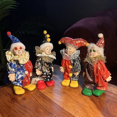 Vintage Deko Clown Figuren Konvolut 4 Keramik Gesichter um 2000