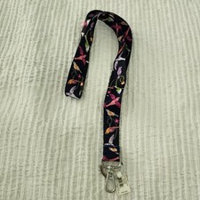 Vera Bradley French Ditsy Wide Lanyard Navy Blue Bird Floral ID Key Holder New