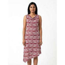 Fresh Produce Made in USA Midi Asymmetrical Hem Striped Dress Women Size M