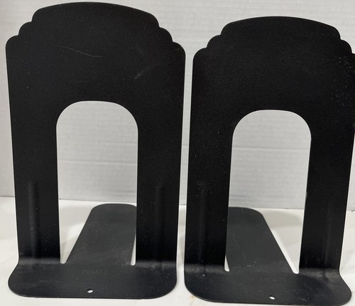 Vintage Demco Skyscraper Art Deco Metal Bookends Pair9”x 5 5/8" Black MCM Retro  - Picture 7 of 11