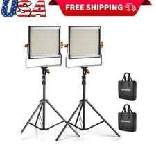 Dimmable Bi-Color 480 LED Video Light  Stand Lighting Kit 2 Pack Resistant Rust