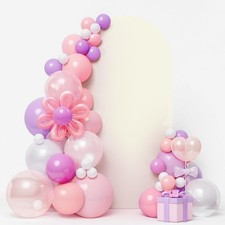Upgraded 6.6FT Open Arch Backdrop Cover, Beige Spandex Fitted Round Top Weddi...