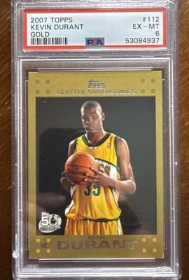 Kevin Durant 07-08 Topps Basketball Gold Parallel Rookie RC #112 PSA 6