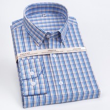 Men's Plaid Button Down Dress Shirt Cotton Long Sleeve Slim Fit Gingham Shirts