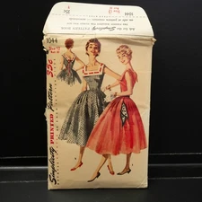 Vtg 1950s Simplicity 1044 Pattern Dress Size 12 Bust 30 Cut Ephemera Craft