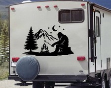 Bigfoot Campfire V2 Vinyl Decal Sasquatch Roasting Marshmallow Sticker Camping