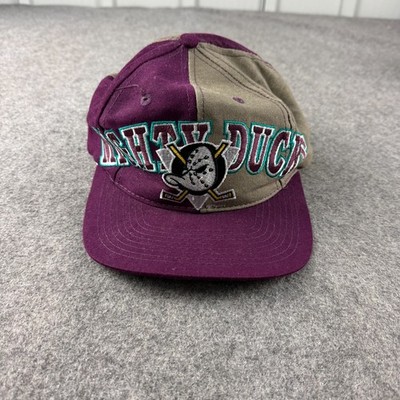 Vintage Anaheim Mighty Ducks Cap Logo 7 Purple Hockey Snapback Hat 90s Pro One