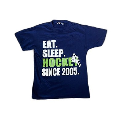 Eat Sleep Hockey Kids Tee Unisex Medium Blue NHL Hockey Player 