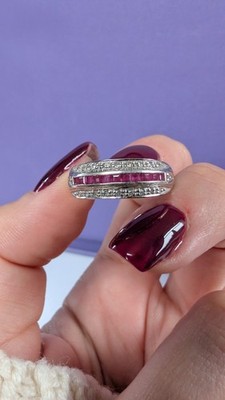Vintage Ring 18 Karat Gold Rubin Diamant, Größe 6,5