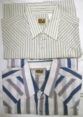 2 ELY CATTLEMAN SHORT SLEEVE MENS SHIRTS SIZE  XL WESTERN YOKE, PEARL SNAPS #17