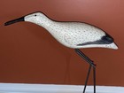 LARGE 19.5" x 17" HAND CARVED & PAINTED WOOD METAL-LEG MOUNTED EGRET SHOREBIRD — photo 6