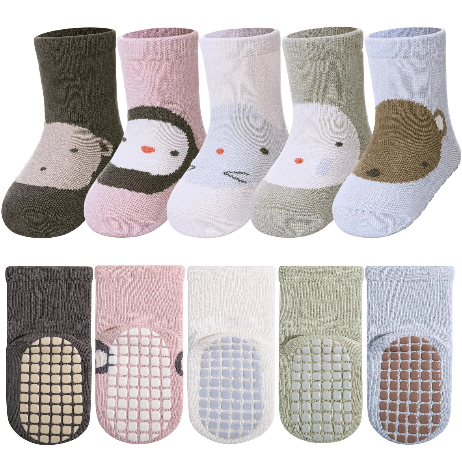 Toddler Non Slip Socks 5 Pairs Grips Baby Kids Girls Boys Cotton Ankle Crew
Opens in a new window or