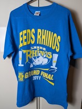Leeds Rhinos Grand Final 2011 T Shirt Mens Large Blue Rugby League Tee T-shirt