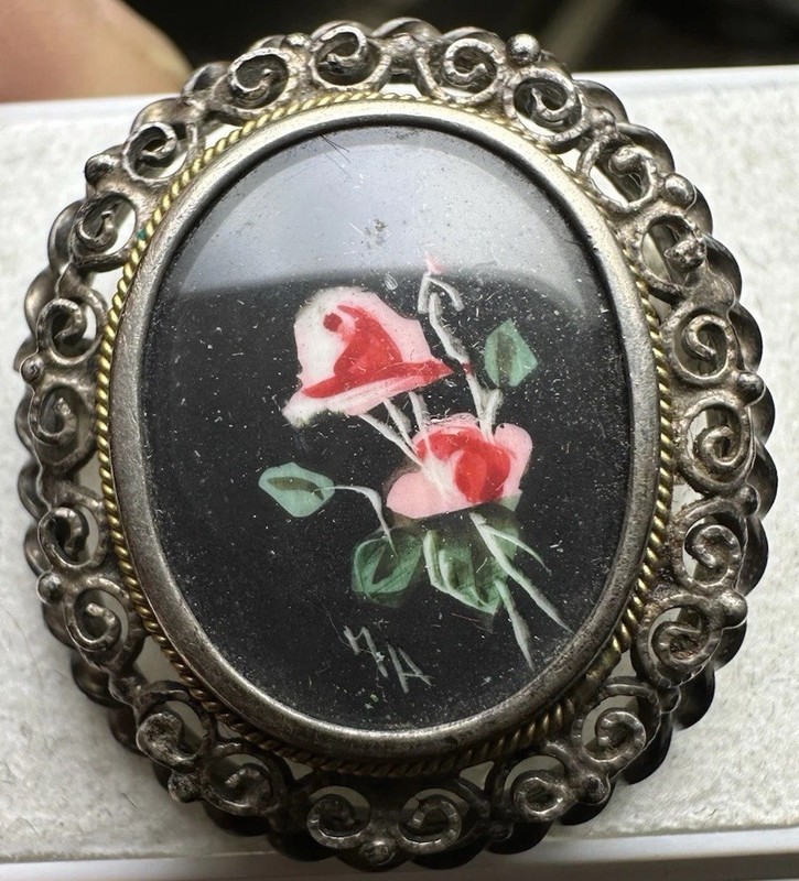 Antique 1880's Sterling Silver English Victorian Pin Brooch Amazing 5gr  A-167