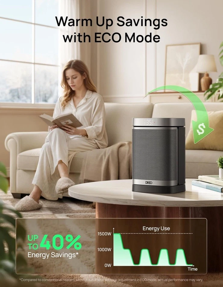 Dreo Electric Space Heater, 70° Oscillating Portable Heaters for Home, 1500W PTC - Image 4 of 4