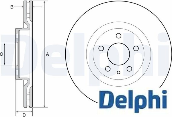 2X Bremsscheibe Delphi BG4654C 2 Bremsscheiben Vorderachse Vorne FüR Fiat-image