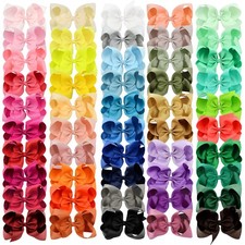 50pcs 6 Inches Large Hair Bows Alligator Clips Grosgrain Ribbon Hair Barrette...