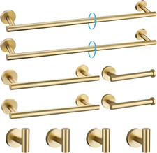 Brushed Gold 10-Piece Bathroom Hardware Set, SUS304 Stainless Steel Accessories