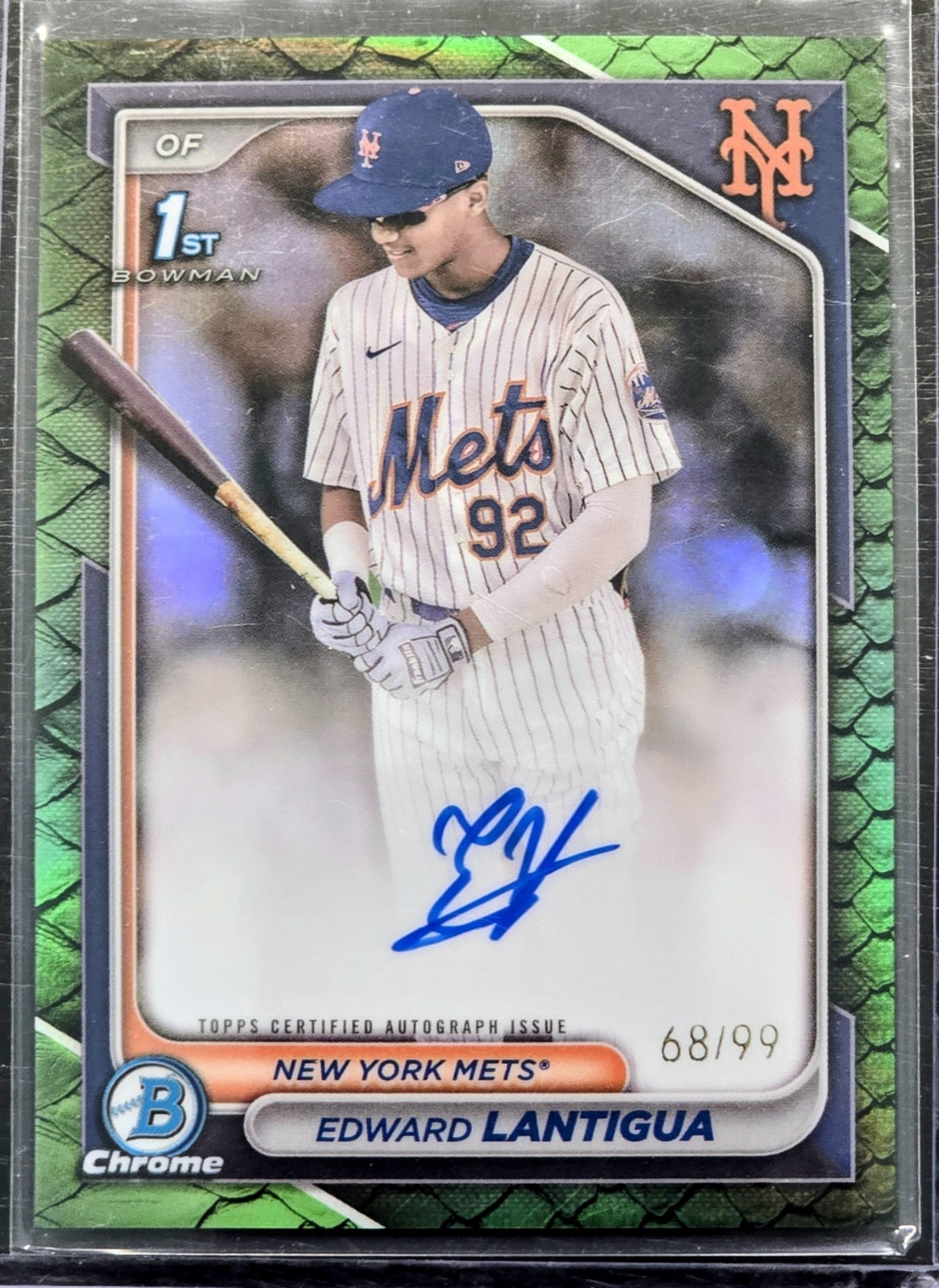 2024 Bowman Chrome Edward Lantigua Auto Reptilian Green Refractor /99 #CPA-EL