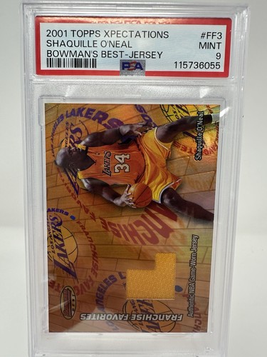 2001 Bowmans Best Shaquille O'Neal REFRACTOR Game Worn Patch #FF3 PSA 9 Lakers