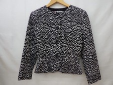 Christian Dior PRET A PORTER Polyester Collarless Bar Jacket Size 9 Black White