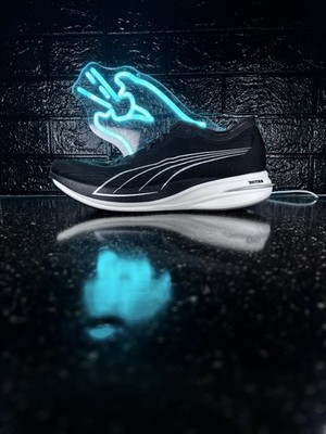 PUMA Deviate Nitro Men s Marathon Running Plated Shoes Sneakers Black White - 13