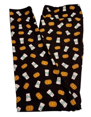 LuLaRoe Leggings TC Tall Curvy UNICORN FALL Black COFFEE CUP Pumpkin PSL Autumn
