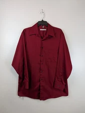 Vintage Geoffrey Beene Red Sateen Button Up Dress Shirt Men's Large 16
