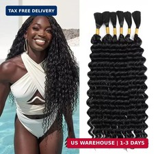 Deep Wave Bulk Hair for Braiding 20 Inch 6 Bundles 200g Natural Black Curly Brai
